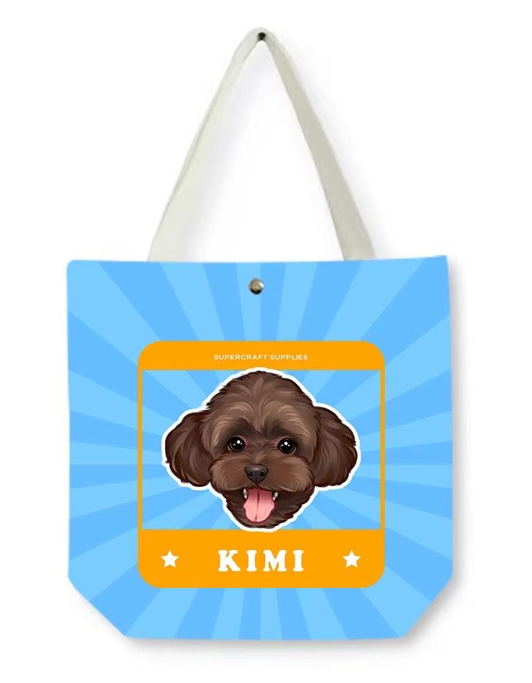 Personalized Pet Portrait Canvas Tote Bag – Custom Pet Face Bag for Dog and Cat Lovers