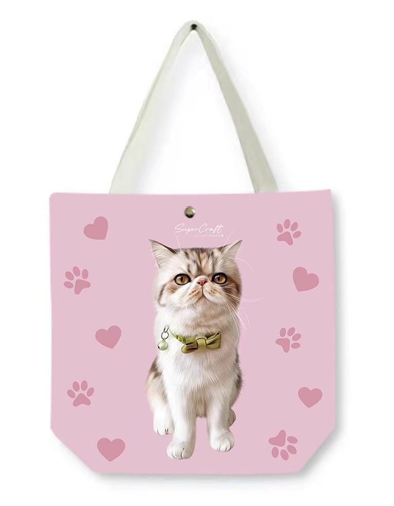 Personalized Pet Portrait Canvas Tote Bag – Custom Pet Face Bag for Dog and Cat Lovers