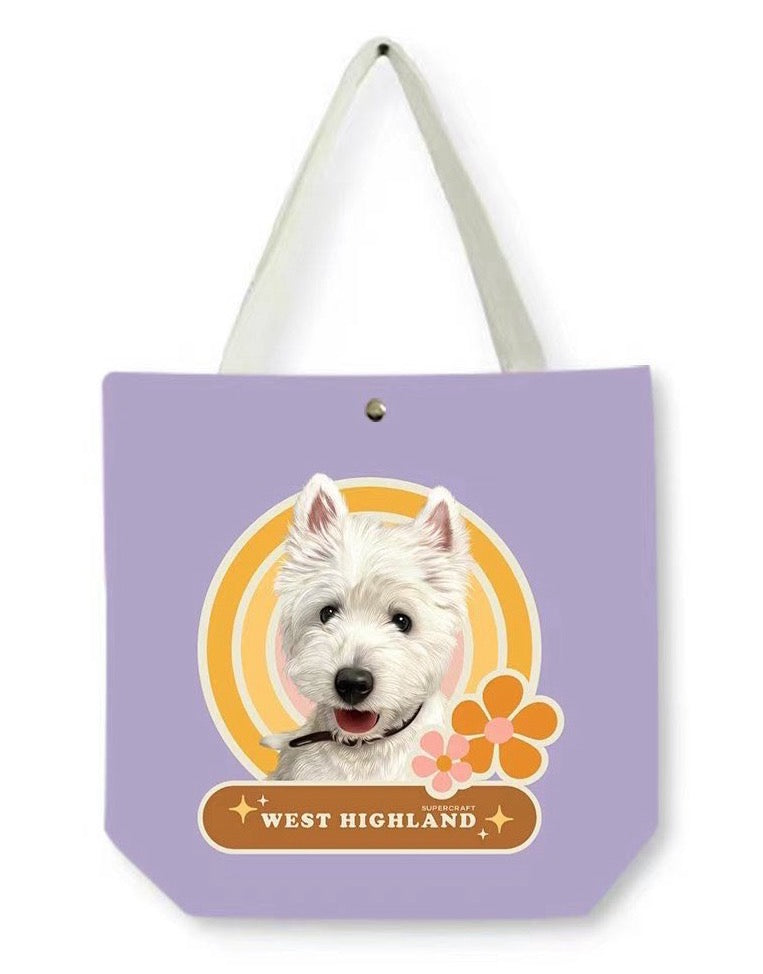 Personalized Pet Portrait Canvas Tote Bag – Custom Pet Face Bag for Dog and Cat Lovers