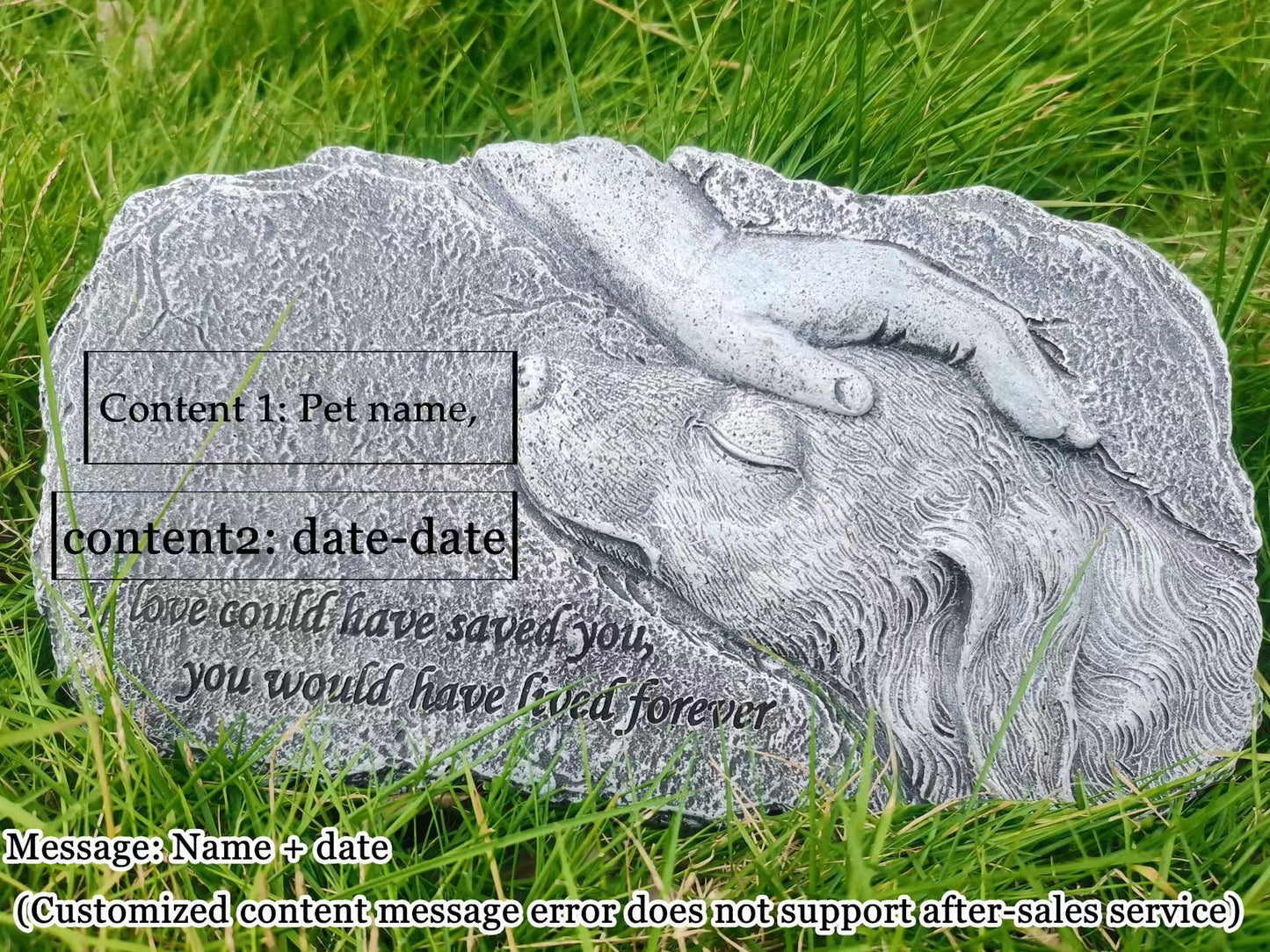 Pet Memorial Stone Customization – Personalized dog Grave Marker with Name, Dates, and Image