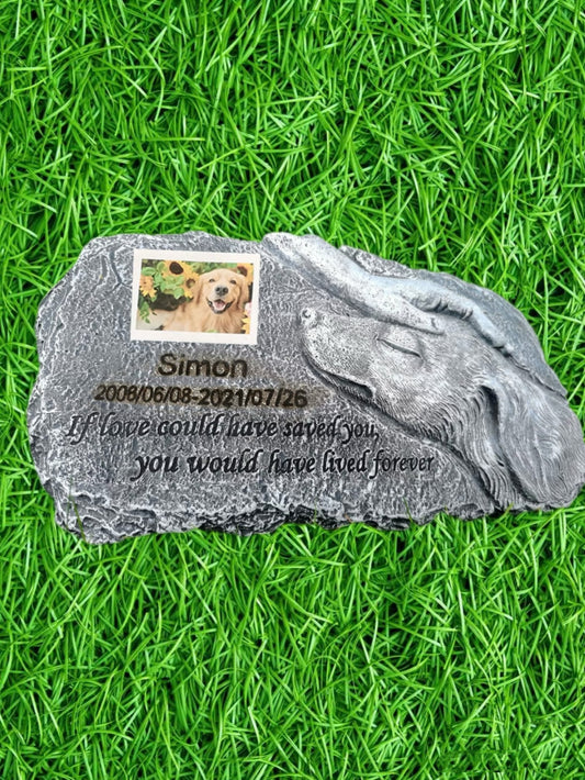 Pet Memorial Stone Customization – Personalized dog Grave Marker with Name, Dates, and Image