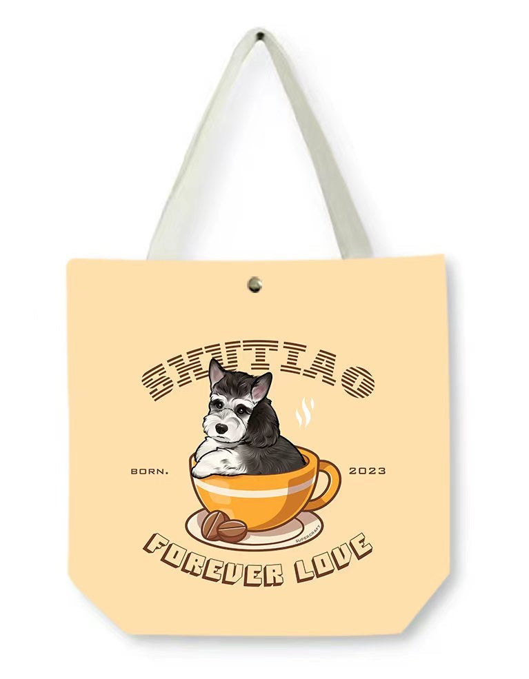 Personalized Pet Portrait Canvas Tote Bag – Custom Pet Face Bag for Dog and Cat Lovers