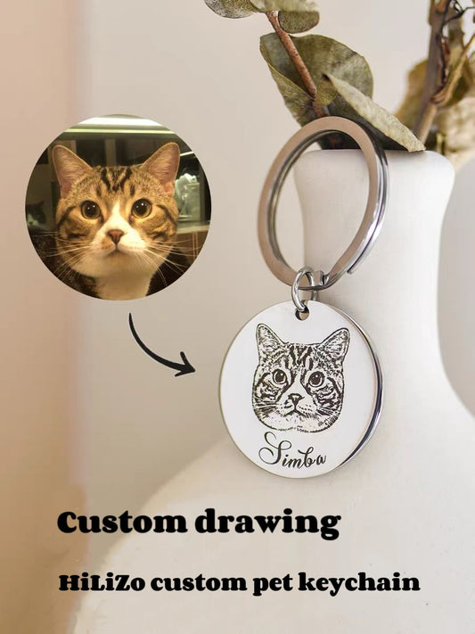 Custom Pet Photo Keychain | Personalized Pet Portrait Key Ring | Unique Gift for Pet Lovers