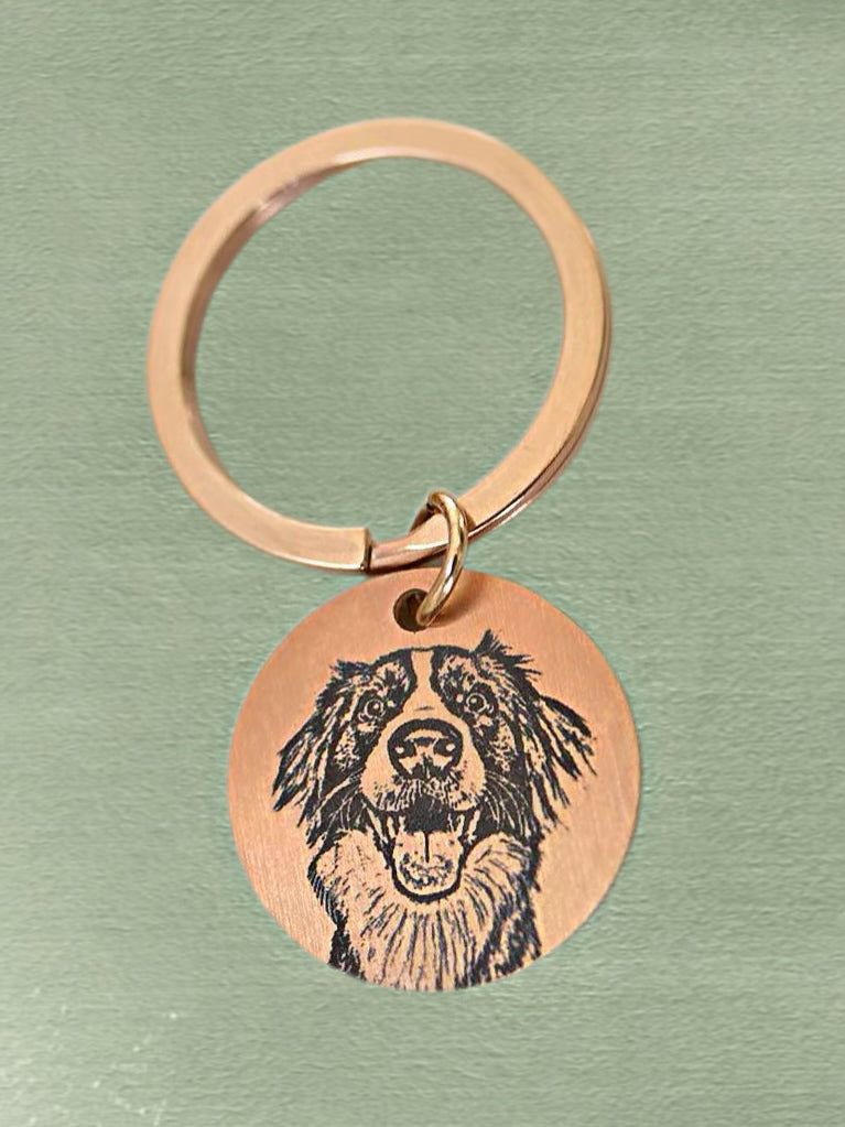 Custom Pet Photo Keychain | Personalized Pet Portrait Key Ring | Unique Gift for Pet Lovers