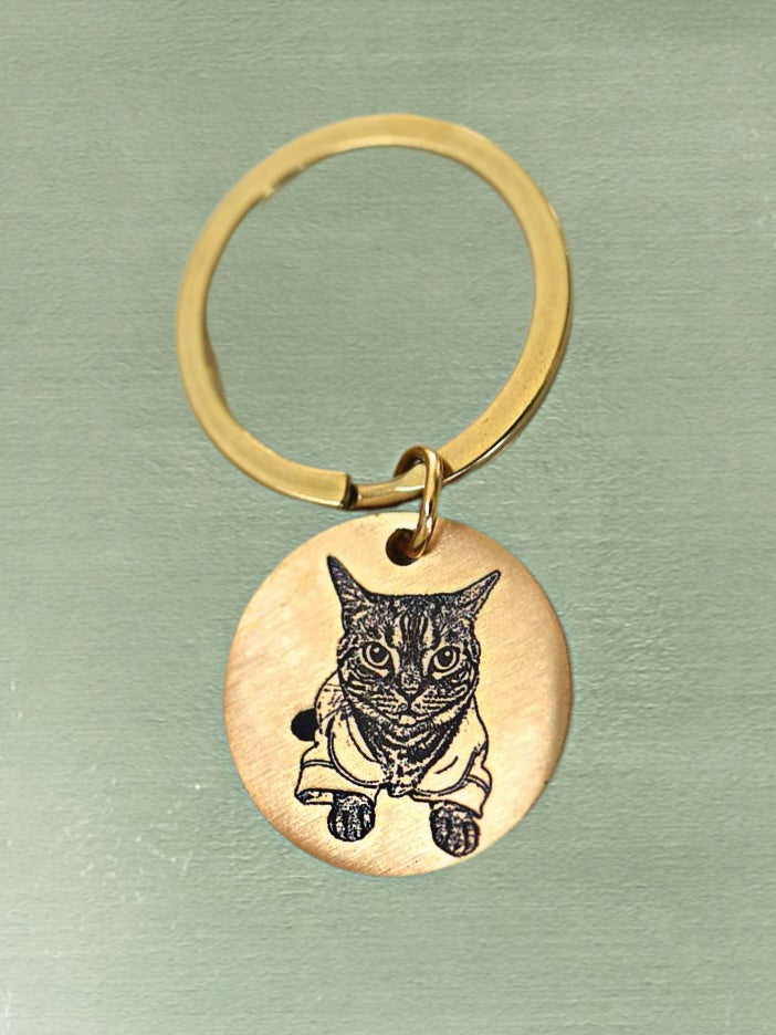 Custom Pet Photo Keychain | Personalized Pet Portrait Key Ring | Unique Gift for Pet Lovers